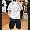 Moda Masculina Europeia de Alta Qualidade Estampada Camiseta de Manga Curta Marca Tendência Solta Verão 2025 Nova Nome Grande Manga Curta Masculina