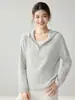 Suéter de Cachemira con Capucha de Aguja Yuanbao para Mujer, Jersey de Manga Larga Raglán con Media Cremallera, Holgado, Casual, Versátil, Prenda de Punto
