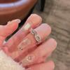 Anillo Abierto de Zirconia Microincrustada de Diamante Completo con Giro de Industria Pesada Transfronterizo para Mujer, Moda de Lujo Ligero, Temperamento de Alta Gama, Accesorios Nicho