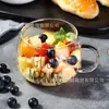 Taza de Calabaza con Lazo, Transparente Resistente a Altas Temperaturas, Taza de Vidrio de Borosilicato Transparente de Barriga Grande con Rayas Verticales, Taza para Jugo, Té con Leche, Café, Venta al por Mayor