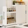 Prateleira de Armazenamento de Temperos Extraível para Cozinha Organizador Multifuncional de Condimentos para Bancada Caixa Lateral Ultra-Estreita à Prova de Poeira Armário