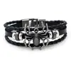 Pulsera de Cuero Tejido de Araña Temática de Halloween con Cuentas de Aleación Vintage para Hombres y Mujeres, Joyería para Vendedores Ambulantes de Exportación