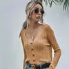 Comércio Exterior Europeu e Americano Amazon AliExpress eBay Suéter Cardigan Simples de Comprimento Médio Feminino Malha Jaqueta Gola V