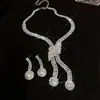 Conjunto Colar Super Brilhante de Luxo Acessível com Cravação de Diamantes Europeu e Americano, Corrente de Clavícula Elegante de Moda de Alta Qualidade, Acessórios Personalizados de Estilo Frio para Mulheres