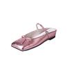 Altura interna Mango Head Bow Muller Shoes 2024 Verão Salto médio Couro Traseiro Vazio Mary Jane Chinelos para uso externo para mulheres