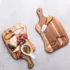 Tábua de Jantar de Madeira de Acácia Tábua de Queijo Doméstica Queijo com Conjunto de Facas Tábua de Cortar Tábua para Bife Suíno Estilo Ocidental Bandeja de Frutas para Piquenique
