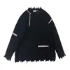 Suéter grueso para mujer otoño e invierno estilo perezoso ins jersey de punto con rotos abrigo de punto diseño holgado prenda exterior top de moda