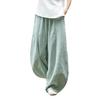 Calça Harem de Algodão e Linho Estilo Japonês Seis Cores Verão 2026 Nova, Cintura Elástica para Meditação, Tamanho Grande Solta Longa, Calça Casual Feminina