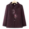 Estilo Novo Primavera e Outono Roupas para Avó de 70 Anos Jaqueta Bordada Retro Solta Comprimento Médio Roupas para Mulheres de Meia-Idade Top Estilo Chinês