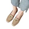 Sapatos vintage de couro macio com salto grosso e camada única femininos 2025 Novo estilo sem cadarço Sapatos franceses leves de couro com sola macia Sapatos femininos elegantes da moda