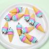 Aretes de Helado de Arcilla Blanda Colgante Pequeño Llavero Cadena para Teléfono Móvil Colgante para Pendientes Relleno de Slime 7 Colores