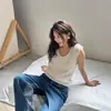 Linho + Algodão Guangzhou Shisanxing Imis* Em Estoque Verão 2026 Renda Patchwork Decote U Mangas Sino Tricô Colete para Mulheres