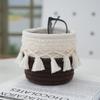 Estilo retro simple nórdico borla interior creativo cesta de almacenamiento de cuerda de algodón almacenamiento de artículos varios del hogar escritorio pequeño portalápices