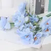 Ramo de flores artificiales azules personalizado, flores de seda, flores artificiales de plástico, tallo único, decoración de sala de estar, arreglo floral rojo para boda