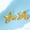 Brincos de Flor de Íris Esmaltados Estilo Chanel, Tarraxas de Flor com Pino de Prata Vintage Francês, Acessórios de Orelha Elegantes com Pino de Prata