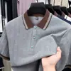 Comercio Exterior Transfronterizo Camisa Polo de Alta Gama para Hombre Manga Corta Cuello Campana Bloqueo de Color Casual Versátil Camiseta con Cuello para Hombre Verano Venta al por Mayor