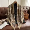 Nuevo Pañuelo de Seda para Primavera y Verano, Estilo Delgado, Bufanda Cuadrada Grande de 130 cm, Pañuelo Decorativo Estampado de Alta Gama, Chal Versátil