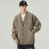 Moletom Cardigan Masculino 2026 Primavera e Outono Novo Jaqueta Pesada com Botões Gola V Estilo Americano Jaqueta Pesada Tendência Atacado