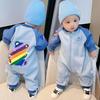 Mameluco cálido forrado de polar para otoño e invierno para bebés y niños pequeños, súper lindo para niños y niñas, ropa de bebé de dibujos animados linda y cálida para salir