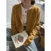 Cárdigan de punto para mujer, prenda de otoño de alta gama, nuevo abrigo suéter popular 2026, top fino de otoño