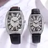 Día de San Valentín Shake Live Cuadrado de Pareja Correa de Reloj de Cuarzo Barril Completo de Diamante Traje de Reloj para Hombres y Mujeres