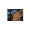 Nova Série Criativa de Pintura a Óleo Broche Capivara Capibala Desenho Animado Fofo Liga Metálica com Pingos de Óleo Emblema Metálico