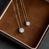 Colar com Pingente Redondo Bolha Inlaid Zircônia em Prata Esterlina S925 para Mulheres, Estilo Nicho Coreano e Japonês, Corrente de Clavícula Versátil Simples e Fashion