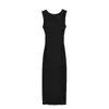 Vestido Largo Sexy Bodycon sin Mangas Estilo Francés Maduro para Mujer Verano Adelgazante Chica Atrevida Vestido con Cintura Ceñida Deseo Puro