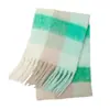 Novo Cachecol Ac-Style Outono e Inverno para Mulheres, Xale Grosso Xadrez Dupla Face com Padrão Colorido de Quatro Quadros