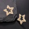 Dulce Estilo Cool Simple Aretes de Estrella de Cinco Puntas Micro-incrustados Estilo Femenino Lujo Ligero Diseño Nicho Moda Aretes Versátiles Aretes