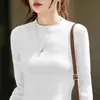 Nuevo top de punto básico de cuello medio ajustado para comercio exterior transfronterizo, suéter de punto holgado y versátil para otoño e invierno