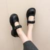Sapatos Retrô Mary Jane Tamanho Grande de Couro Pequeno para Mulheres 2024 Novo Outono Estilo Japonês Mocassins de Salto Grosso Sapatos de Bico Largo e Sola Grossa