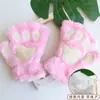 Luvas de Pelúcia Meio Dedo Patinha de Gato Fofas para Outono e Inverno para Estudantes, Luvas para Escrever com Lã Adicionada, Luvas Meio Dedo Quentes Sem Dedos Patas de Urso para Vendas Transfronteiriças