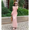 Vestido de Suspensório com Design de Patchwork de Renda Estilo Francês, Estilo de Férias Puro e Desejável, Vestido Longo