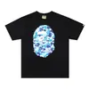 Camisetas de Marca de Moda Transfronteriza para Parejas para Hombres y Mujeres, Camiseta de Manga Corta con Cuello Redondo y Letras Digitales para Hombre, Cabeza de Mono Bape, Camiseta de Manga Corta para Mujer de Comercio Exterior