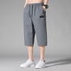 Calças Cropped de Seda Gelo para Homens, Shorts Casuais Finos de Verão, Marca Tendência Masculina Solto Esportivo Secagem Rápida Calças Médias Seis Pontos para Homens