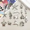 Mezcla 15 Series de Animales Marinos de Plata Antigua Caballo Marino Sirena Colgante de Aleación Pulsera Joyería Colgante Accesorios para Collar