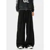 Pantalones deportivos negros para hombre cl deportivos pantalones limpios marca de moda americana otoño deconstruidos largos holgados empalme ajuste caída casual
