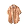 2026 Nueva Camisa de Manga Corta a Cuadros para Hombre Estilo Retro Americano Cuello Solapa Estampado de Estrellas Top para Hombre