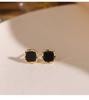 Pendientes pequeños cuadrados negros para mujer, piercing de plata de ley para dormir sin quitárselos, pendientes pequeños elegantes de alta calidad