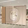 Área de Recepção da Sala de Reuniões Divisória Decorativa Simples Tela Dobrável Móvel Paisagem em Tinta Lavada Tela de Escritório