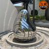 Escultura de paisaje de acero inoxidable para exteriores, personalización, departamento de ventas, comunidad inmobiliaria, espejo cuadrado, piedra, costura, escultura, adornos