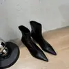 2026 Elegantes Botas de Invierno de Punta Fina Tacón de Aguja Adelgazantes para Mujer Versátiles de Ponerse Piel Suave Botines Elásticos en el Tobillo con Forro de Felpa