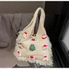 Bolsa Feminina Fofa da Moda 2025 Nova Bolsa de Ombro Grande Capacidade para o Dia a Dia Bolsa de Tricô Bolsa Tote Casual