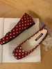 4cm de Altura Interna Sapatos de Salto Baixo Primavera Outono Quatro Estações Sapatos Femininos Bico Quadrado Preto Bolinhas Baixo Corte Sapatos de Temperamento para Festa Mocassins
