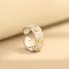 Anillo Pequeño de Margarita Estilo Coreano para Mujer, Anillo Nuevo Abierto, Chapado en Oro con Diamantes, Popular en Xiaohongshu