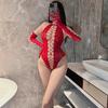 Lingerie Sexy Europeia e Americana Transfronteiriça Decote Halter Peça Única Pijama Peito Vazado Exposto Transparente Malha Sexy Uniforme Sexy Não Precisa Tirar