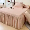 Novo 2024 Saia de Cama de Flanela Escovada 100% Algodão Peça Única Algodão Puro Espessado Capa de Cama 1.8m Fronha Conjunto de Três Peças Estilo Princesa