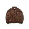 Ropa Vintage 2025 Otoño Nuevo Retro Americano Pesada Desgastada Holgada Casual Cuello Solapa Chaqueta de Cuero PU para Motociclista
