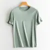 [Procesamiento Personalizado] Camiseta para Hombre Hecha de Seda de Morera, Camiseta Sencilla de Manga Corta Ajustada Holgada, Top Transpirable de Color Sólido para Hombre